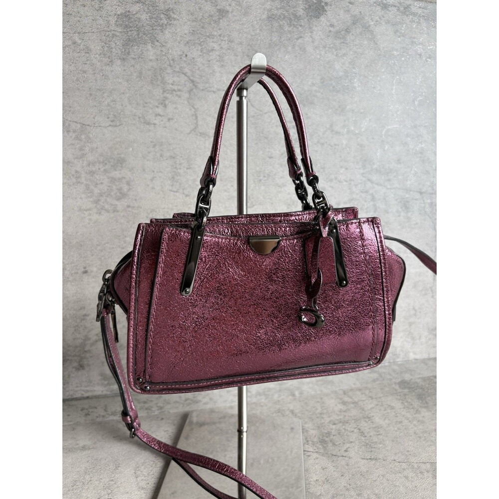 Coach Dreamer 21 Metallic Platinum Leather Satchel Crossbody Handbag 38543